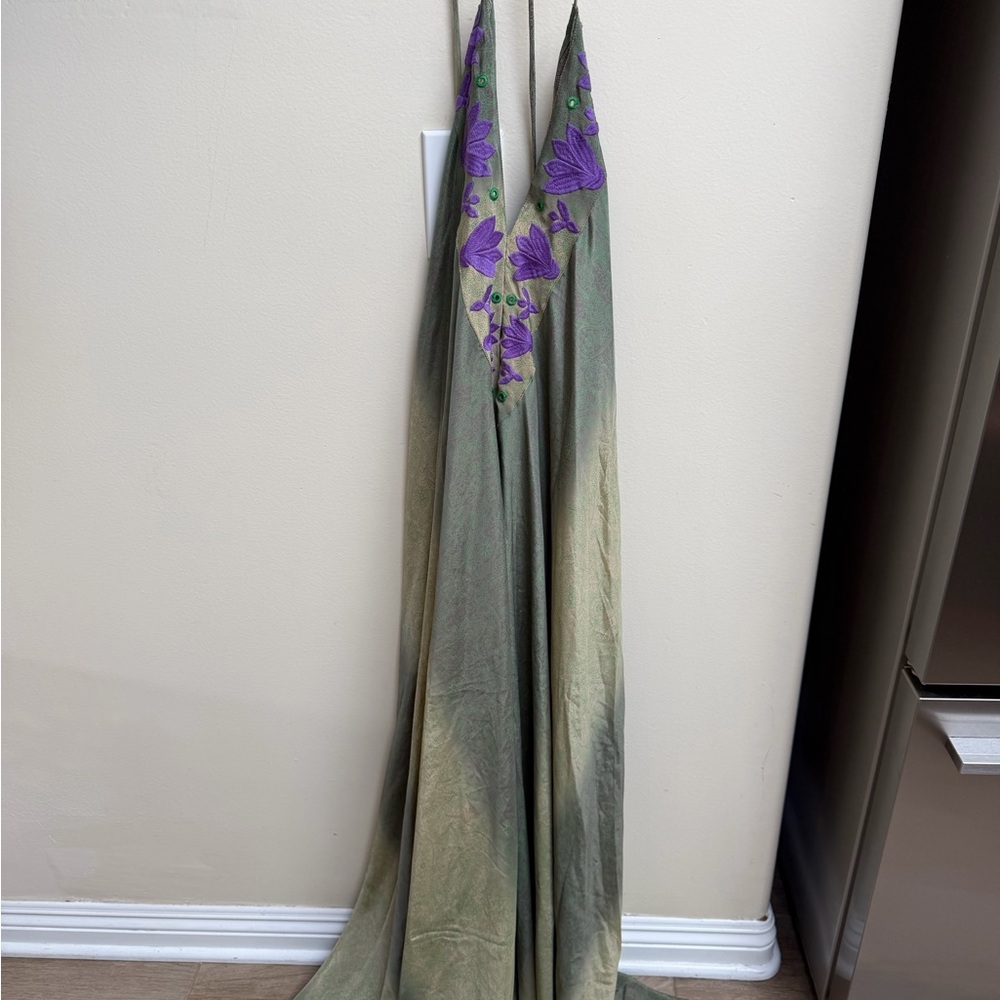 Karma Highway Elegant Green and Purple Women's Dress
